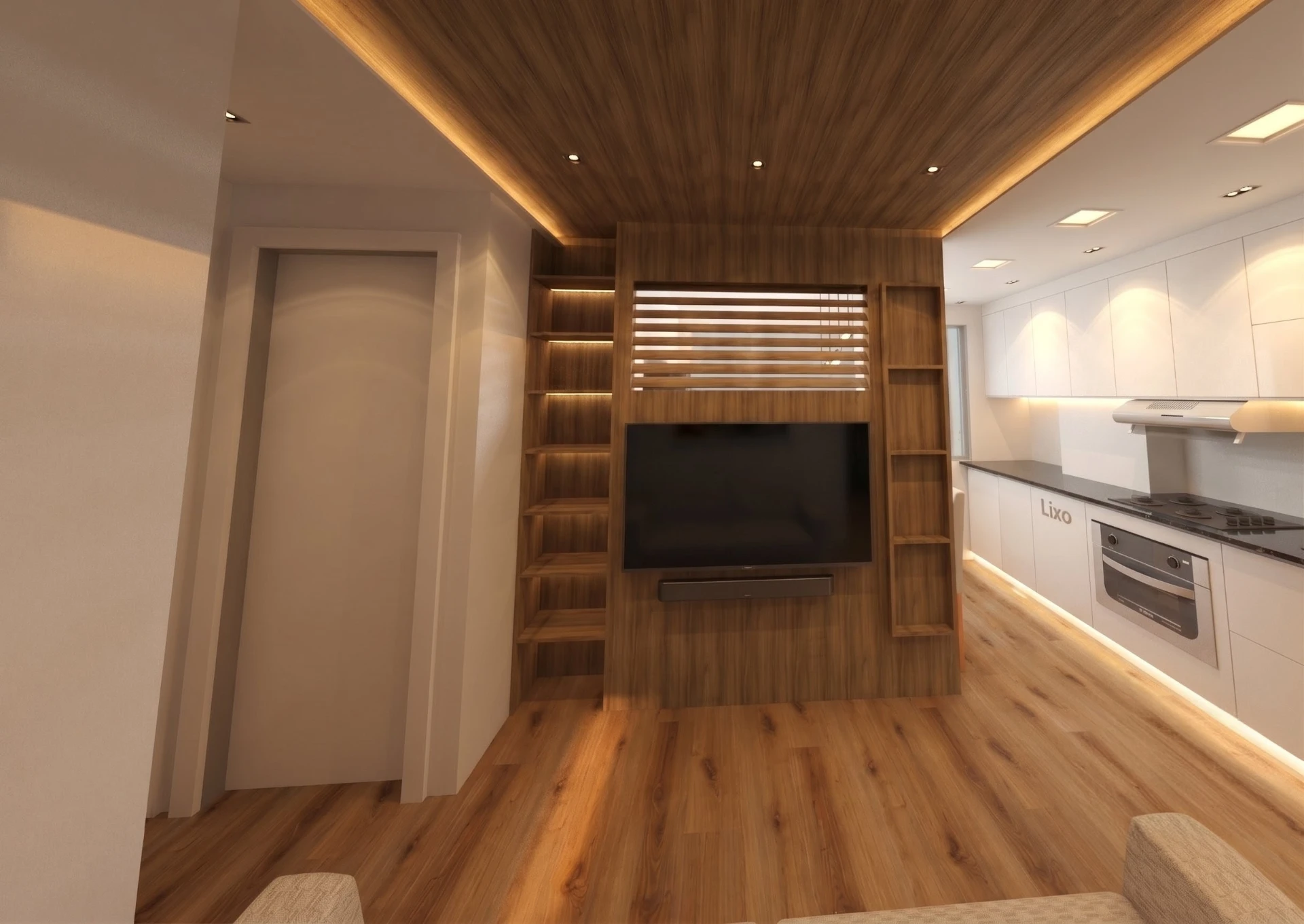 Integração e marcenaria, trabalho realizado pela Rimonatto Arquitetura