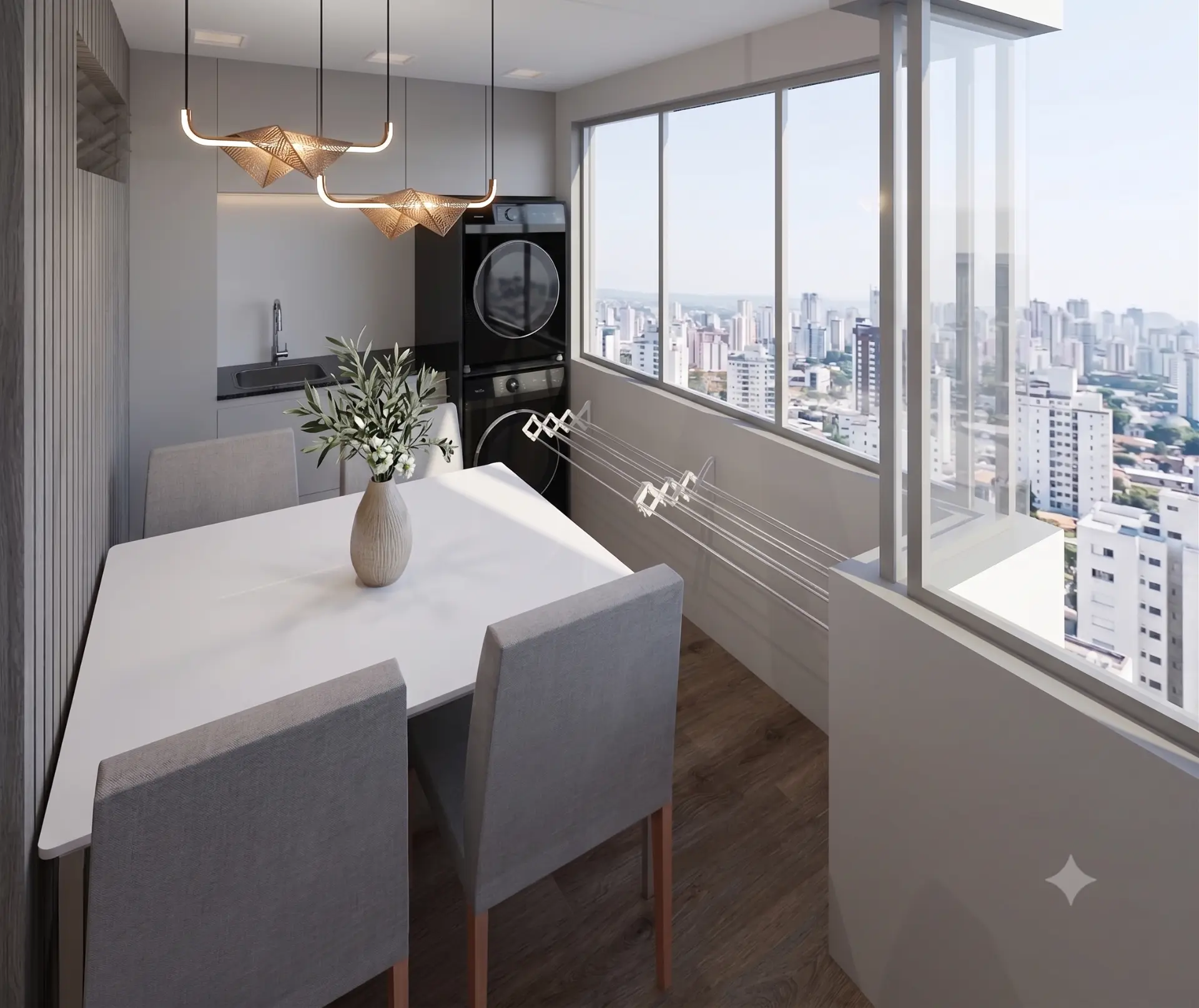 Varanda contemporânea, trabalho realizado pela Rimonatto Arquitetura